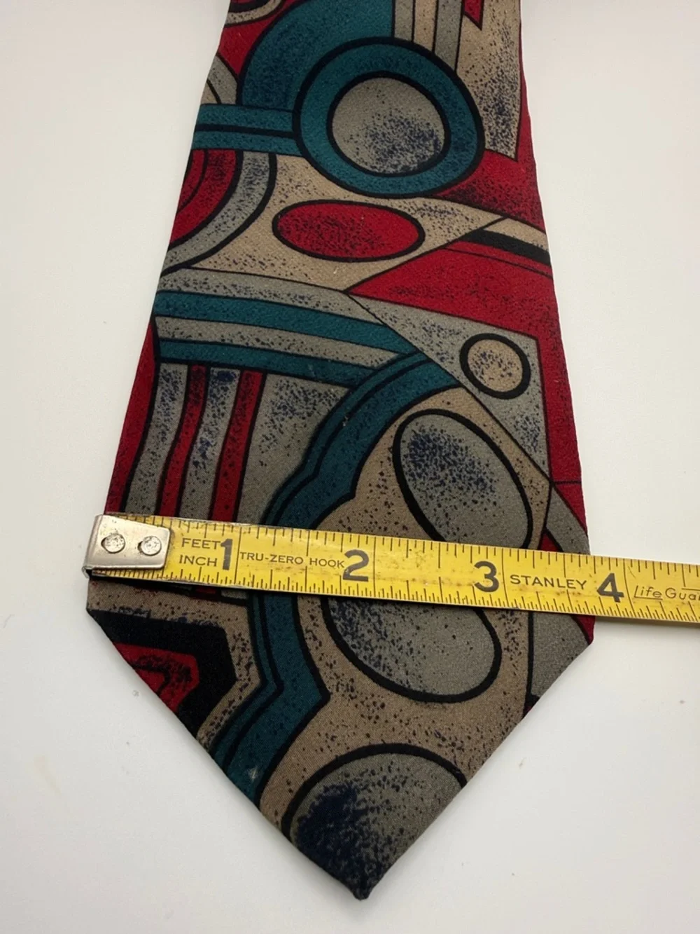 J.T. Beckett tie abstract, geometric pattern 100% silk, made in the USA